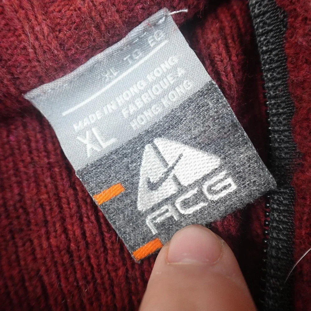 VTG Nike Sweater Mens XL Red ACG Lambswool Knit 1/4 Zip Mock‎ Neck Pullover Y2K